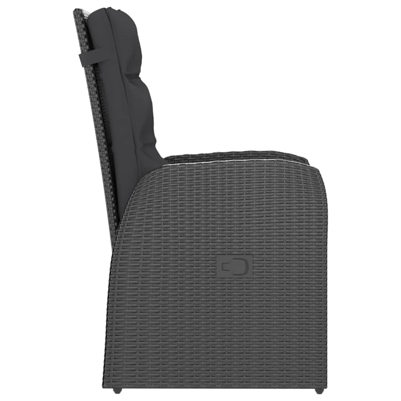 vidaXL Outdoor Dining Set in Black PE Rattan/Powder-Coated Steel/Glass