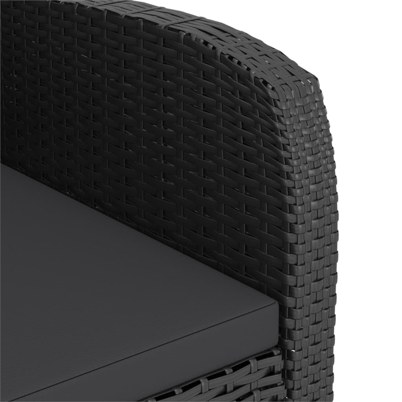 vidaXL Outdoor Dining Set in Black PE Rattan/Powder-Coated Steel/Glass