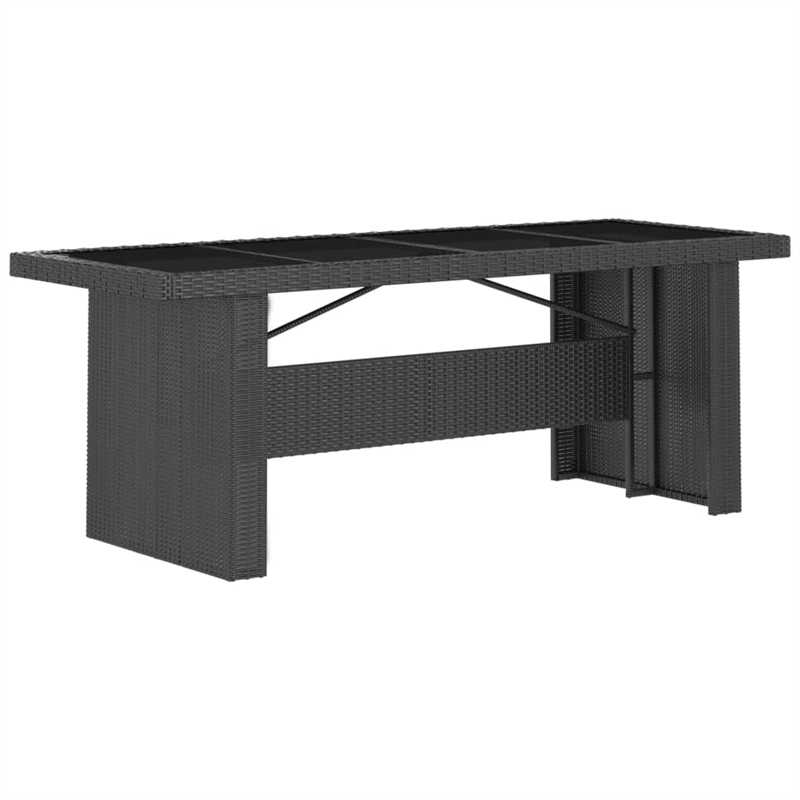vidaXL Outdoor Dining Set in Black PE Rattan/Powder-Coated Steel/Glass