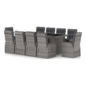 vidaXL 11PC Garden Dining Set in Gray