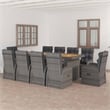 vidaXL Outdoor Dining Set in Gray PE Rattan Large Adjustable Armrests