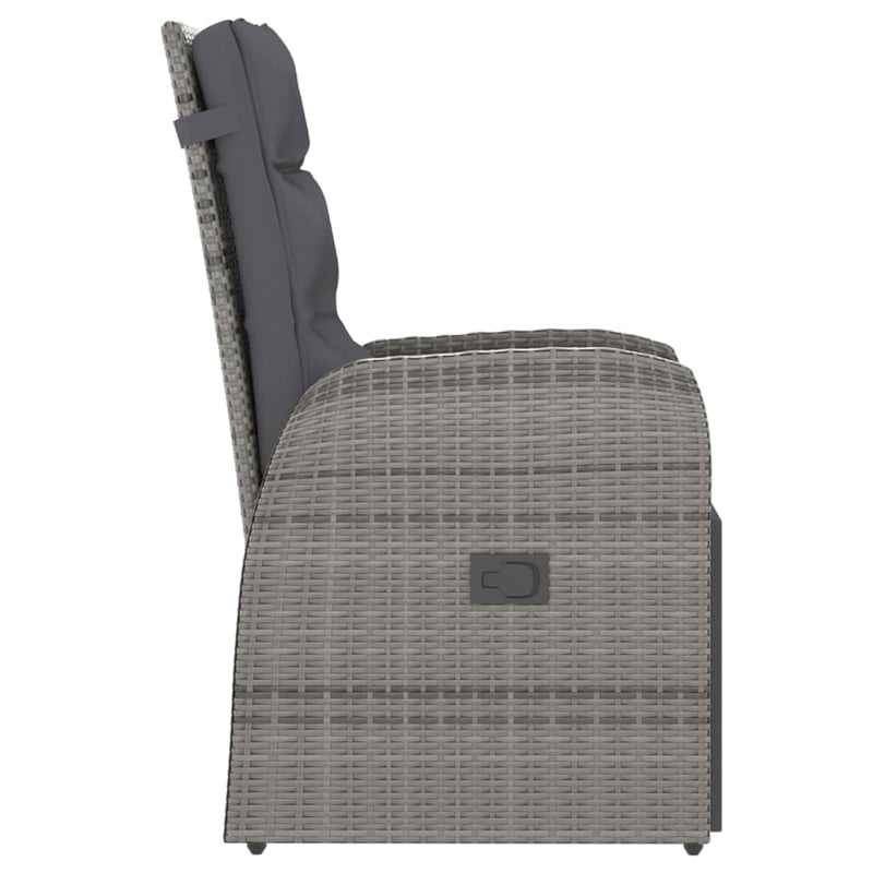 vidaXL Outdoor Dining Set in Gray PE Rattan Large Adjustable Armrests