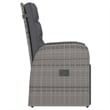vidaXL Outdoor Dining Set in Gray PE Rattan Large Adjustable Armrests