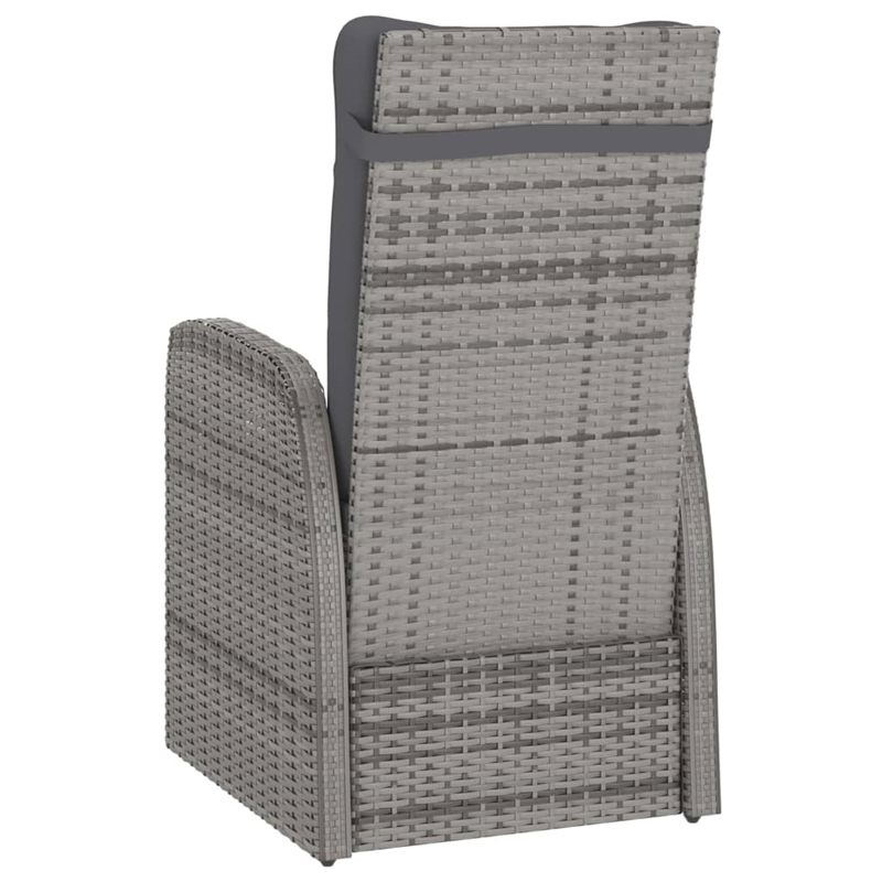 vidaXL Outdoor Dining Set in Gray PE Rattan Large Adjustable Armrests