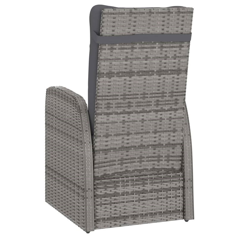 vidaXL Outdoor Dining Set in Gray PE Rattan Large Adjustable Armrests