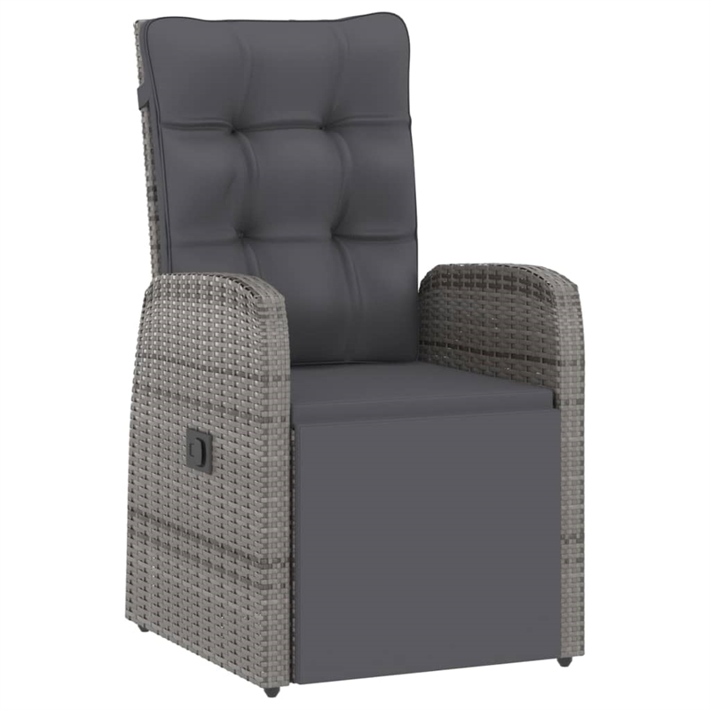 vidaXL Outdoor Dining Set in Gray PE Rattan Large Adjustable Armrests