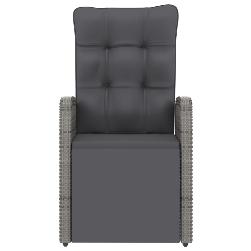 vidaXL Outdoor Dining Set in Gray PE Rattan Large Adjustable Armrests