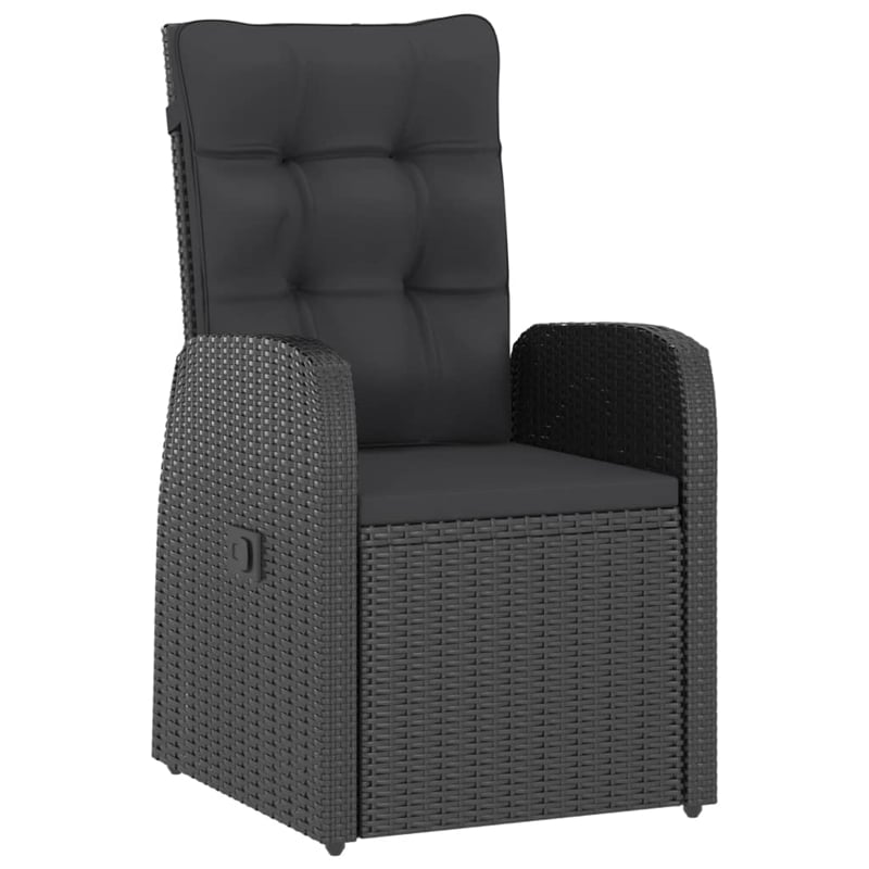 vidaXL Outdoor Dining Set Poly Rattan in Black/Acacia Natural