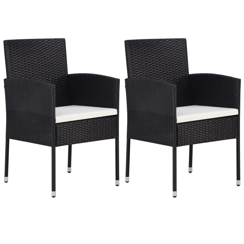vidaXL Garden Dining Set in Black and Cream White Cushions
