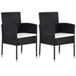 vidaXL Garden Dining Set in Black and Cream White Cushions