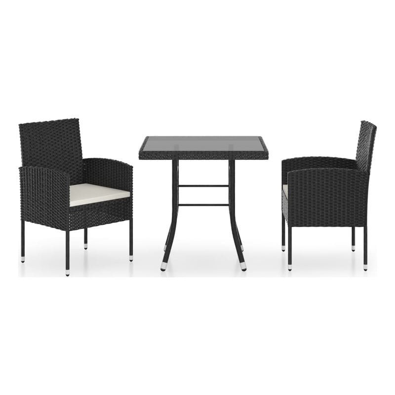 vidaXL Garden Dining Set in Black and Cream White Cushions