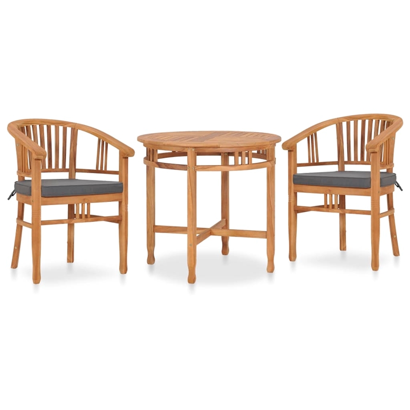 vidaXL Garden Dining Set Teak Wood and Dark Gray Solid Teak Wood Medium