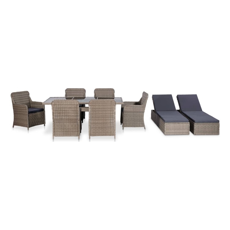 vidaXL Outdoor Dining Set in Brown and Dark Gray