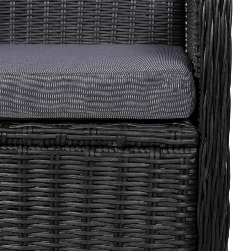 vidaXL Outdoor Dining Set in Black Poly Rattan Large Durable