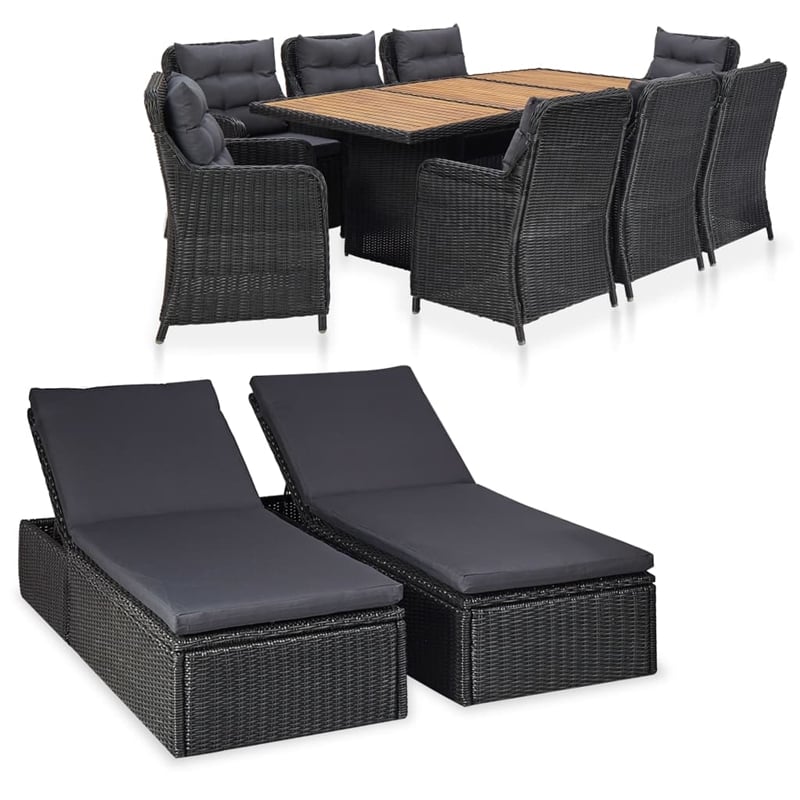 vidaXL Outdoor Dining Set in Black and Dark Gray