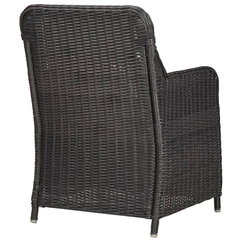 vidaXL Outdoor Dining Set in Black and Dark Gray Half Round Poly Rattan