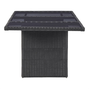 vidaXL Outdoor Dining Set in Black and Dark Gray Half Round Poly Rattan