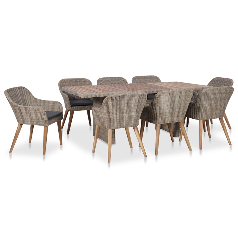 vidaXL Outdoor Dining Set in Brown and Dark Gray