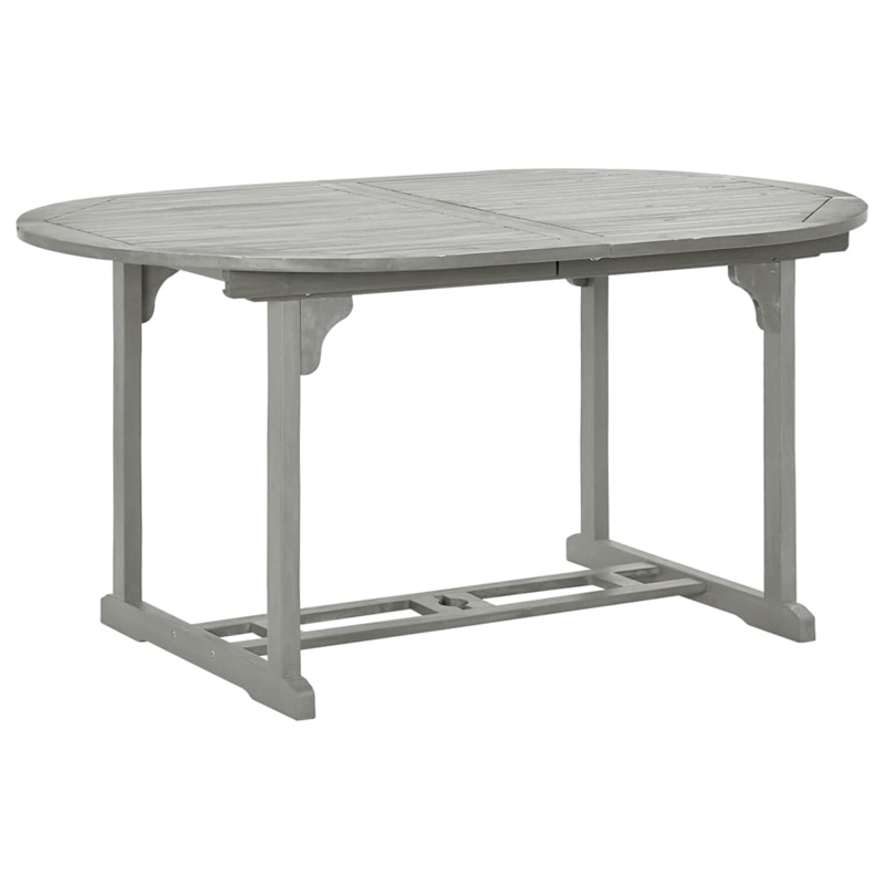 vidaXL Garden Dining Set in Gray Wash Solid Acacia Wood Large Foldable