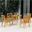 vidaXL Solid Acacia Wood Medium Durable Garden Dining Set in Natural/Brown