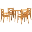 vidaXL Solid Acacia Wood Medium Durable Garden Dining Set in Natural/Brown