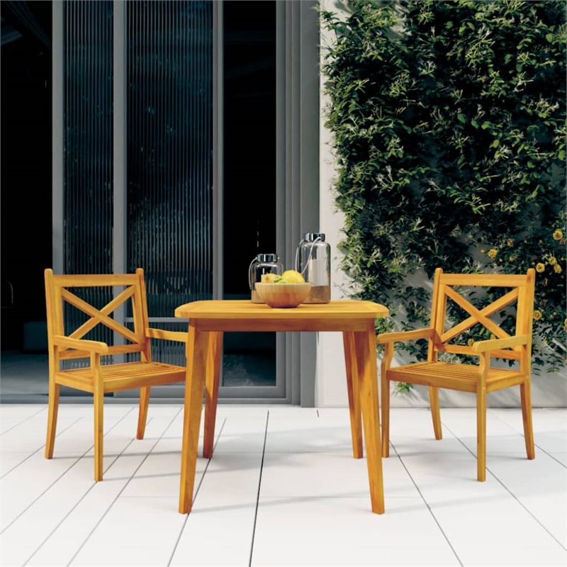 vidaXL Solid Acacia Wood With An Oil Finish Garden Dining Set in Natural/Brown