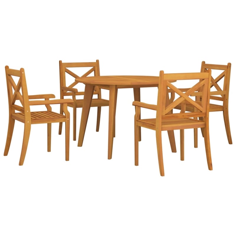 vidaXL Solid Acacia Wood With An Oiled Finish Garden Dining Set in Natural/Brown