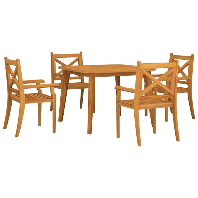 vidaXL Solid Acacia Wood Medium Garden Dining Set in Natural/Brown