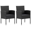 vidaXL Garden Dining Set in Black Poly Rattan/Steel/Glass/Polyester Medium
