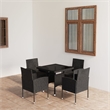vidaXL PE Rattan/Steel/Glass/Polyester Garden Dining Set in Black