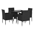 vidaXL PE Rattan/Steel/Glass/Polyester Garden Dining Set in Black