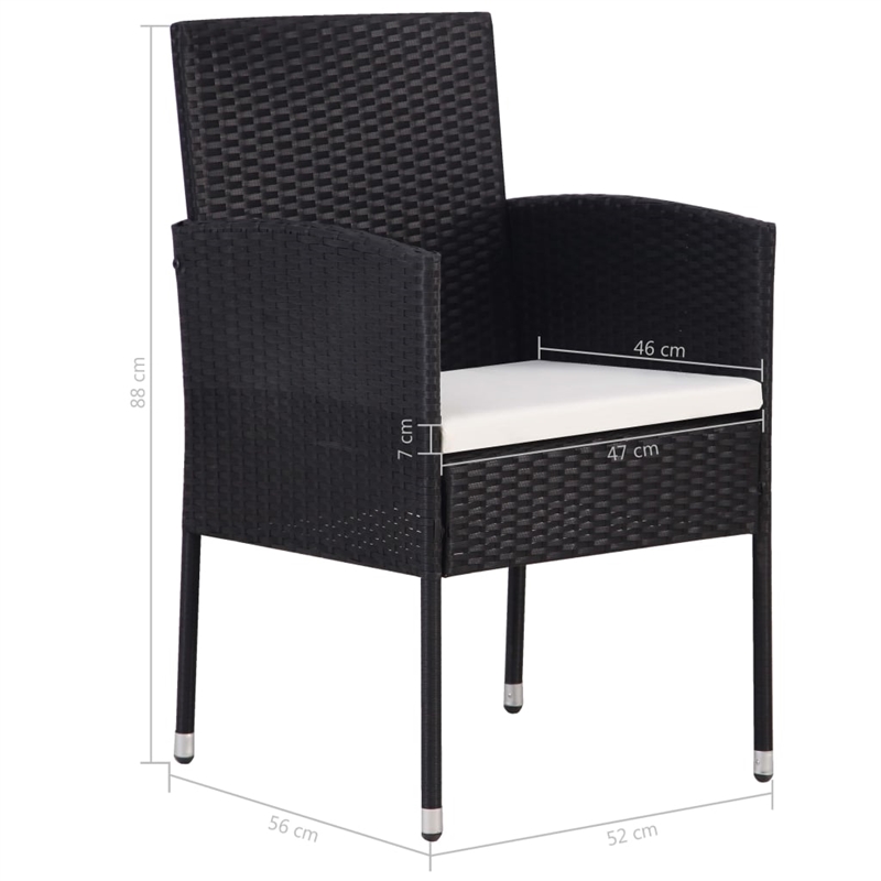 vidaXL PE Rattan Medium Durable Garden Dining Set in Black