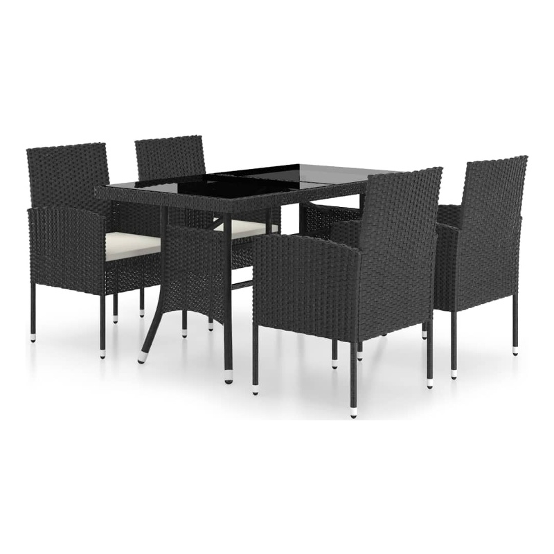 vidaXL PE Rattan Medium Durable Garden Dining Set in Black