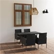 vidaXL PE Rattan/Steel/Glass/Polyester Medium Garden Dining Set in Black