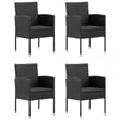 vidaXL PE Rattan/Steel/Glass/Polyester Medium Garden Dining Set in Black
