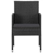 vidaXL PE Rattan/Steel/Glass/Polyester Medium Garden Dining Set in Black