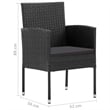 vidaXL PE Rattan/Steel/Glass/Polyester Medium Garden Dining Set in Black