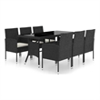 vidaXL PE Rattan Large Durable Garden Dining Set in Black