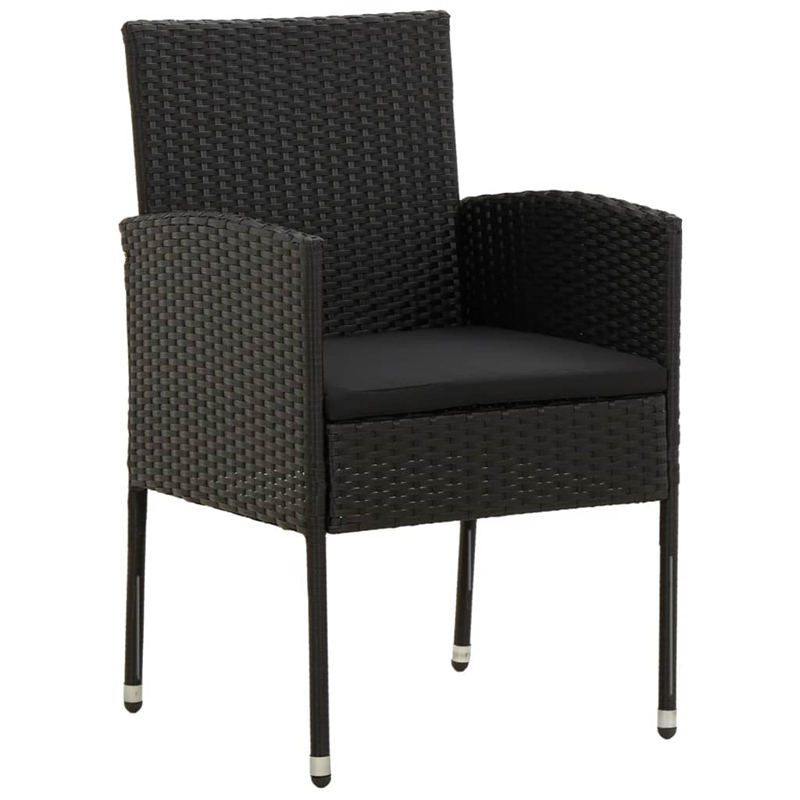 vidaXL Garden Dining Set in Black Poly Rattan/Steel/Glass Large