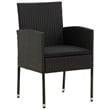 vidaXL Garden Dining Set in Black Poly Rattan/Steel/Glass Large
