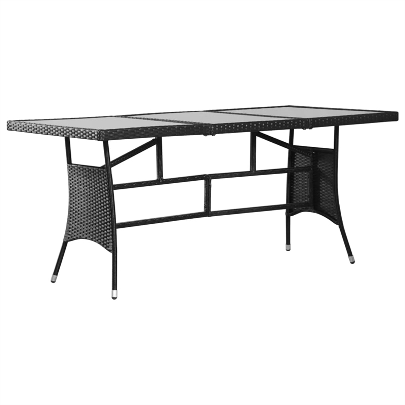 vidaXL Garden Dining Set in Black Poly Rattan/Steel/Glass Large