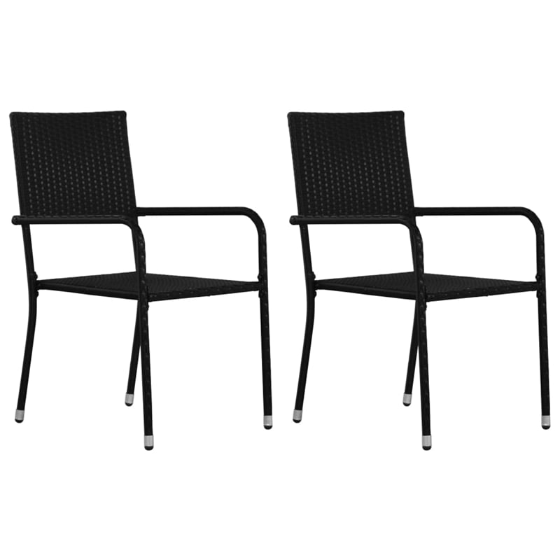 vidaXL PE Rattan/Powder-Coated Steel/Glass Garden Dining Set in Black