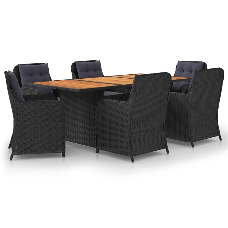 vidaXL Dining Set in Black Powder-Coated Steel Removable Covers