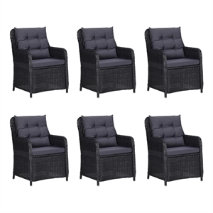 vidaXL Dining Set in Black PE Rattan 7 Piece Removable Covers