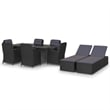 vidaXL Dining Set in Black PE Rattan Large Stackable Dining Set