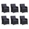 vidaXL Dining Set in Black PE Rattan Large Stackable Dining Set