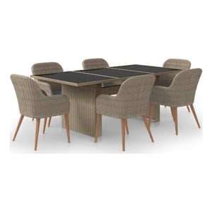 vidaXL Dining Set in Brown PE Rattan Large Dining Set