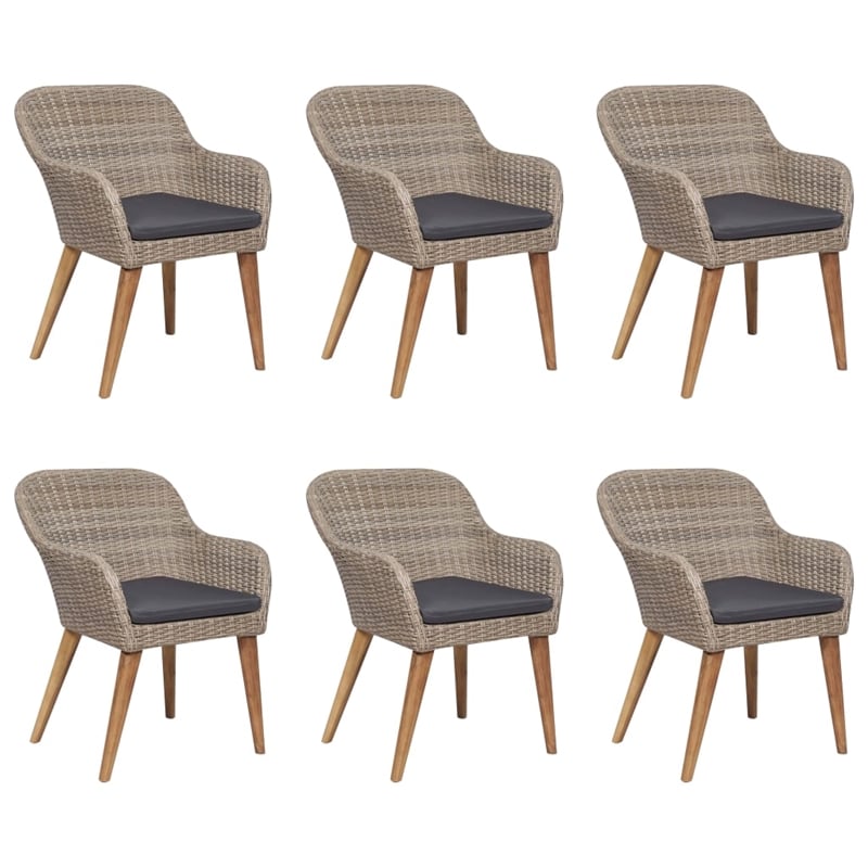 vidaXL Dining Set in Brown and Dark Gray