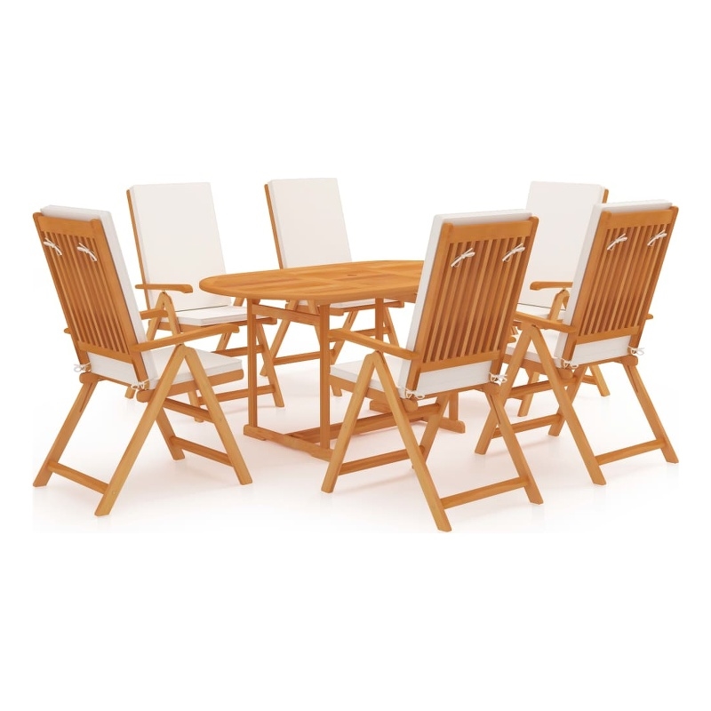 vidaXL Bookshelf Board Teak Solid Teak Wood Medium Foldable Dining Set