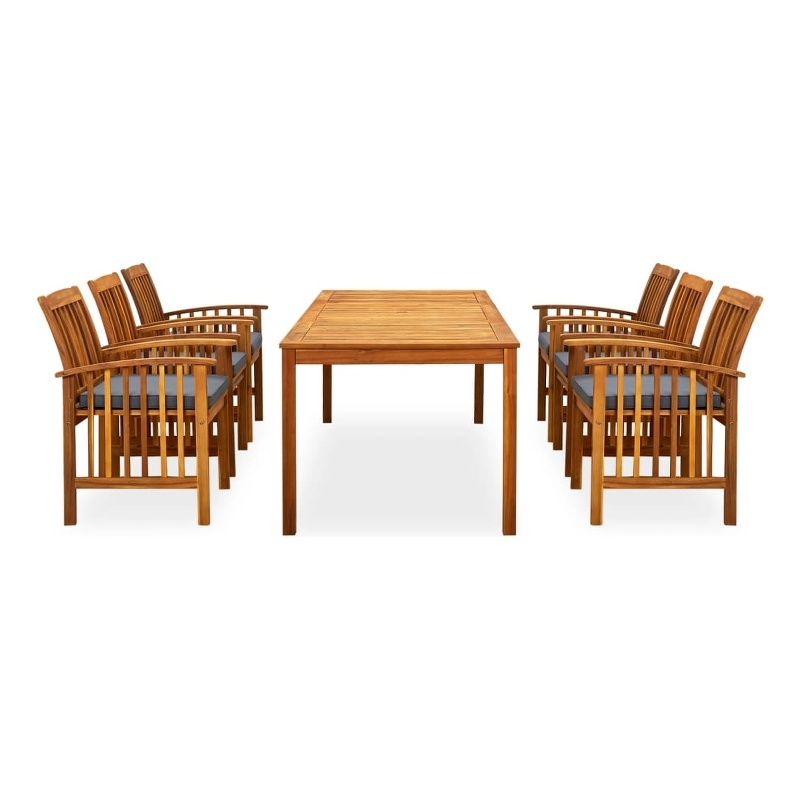 vidaXL Garden Dining Set in Dark Gray Cushions and Natural Wood